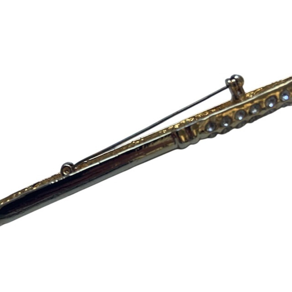 Gold Tone Fountain Pen Brooch Rhinestone Teacher Writer Lapel Pin 4.5" Boss Lady - Picture 3 of 6